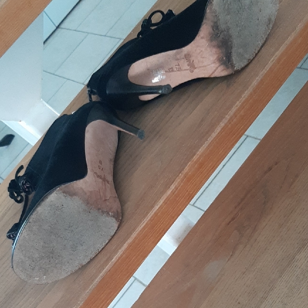 Coach🖤PREMIUM Black Suede HEELED Lace-Up PEEP-TOE BOOTIE Heeled BACK ZIP Sz 7.5 - Picture 7 of 11